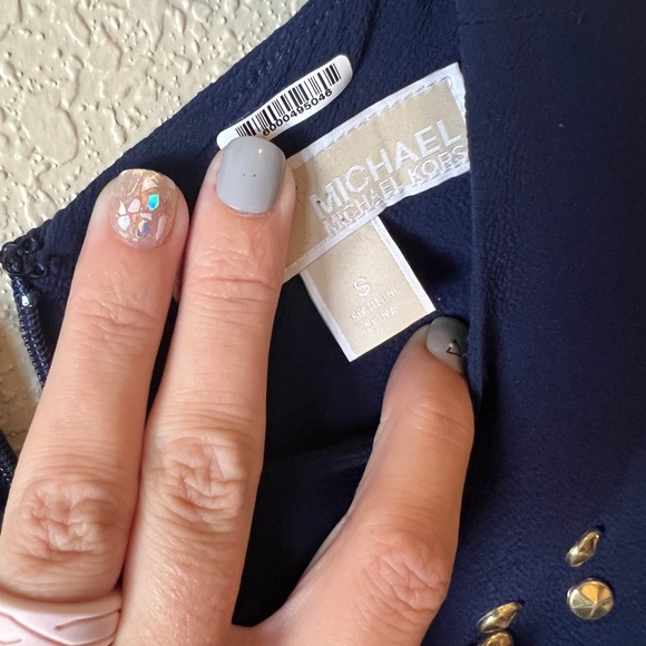 MICHAEL Michael Kors Navy Blue Studded Sleeveless Shift Dress - Picture 8 of 8